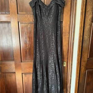 R&M Richards Black Lace Maxi Gown